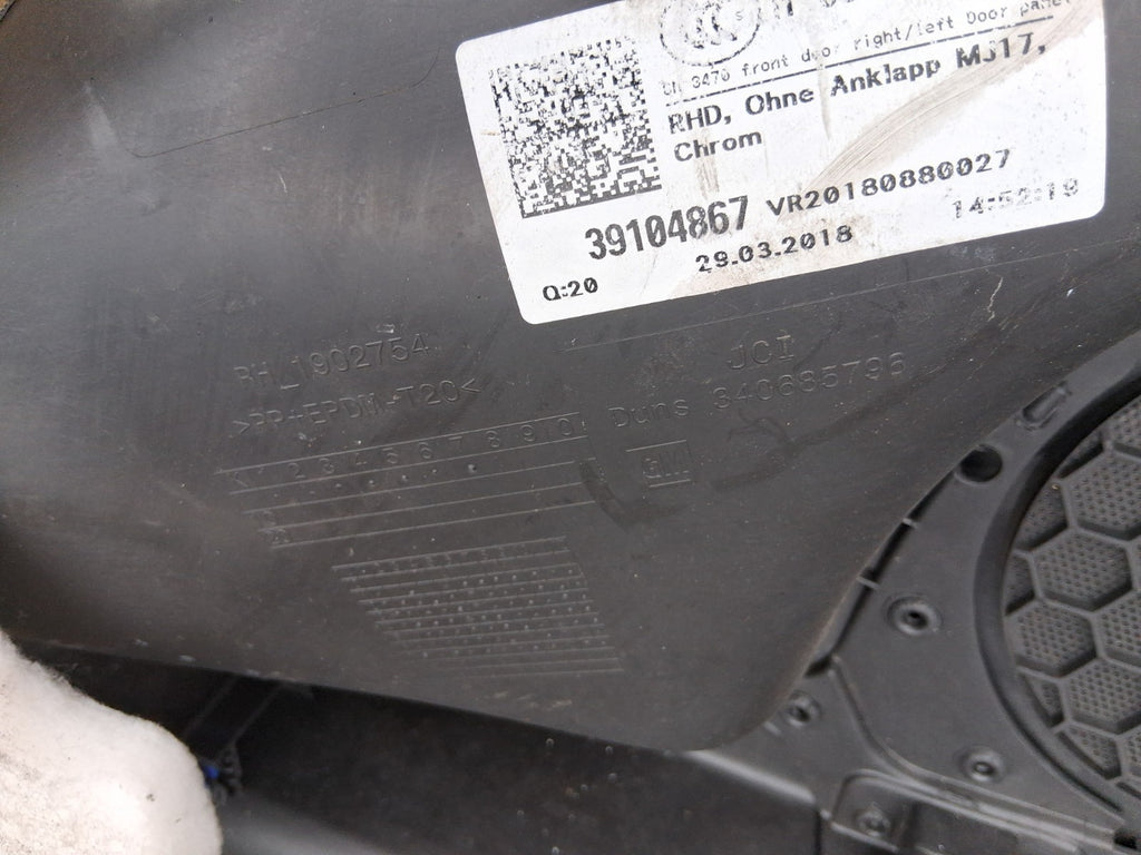 2018 VAUXHALL ZAFIRA C OSF DRIVER SIDE FRONT RIGHT DOOR CARD PANEL 1902754