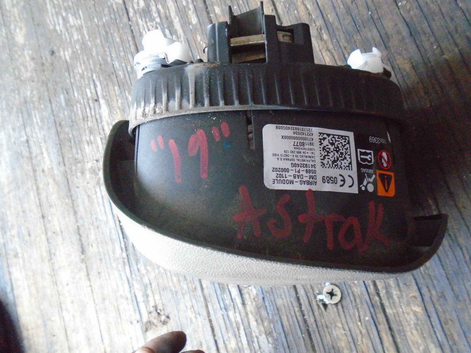 VAUXHALL ASTRA K MK7 2019 DRIVER STEERING WHEEL AIR BAG 39118077