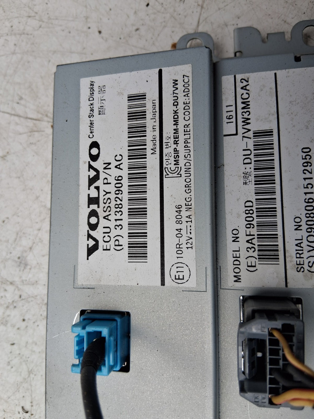 2016 VOLVO V40 R DESIGN DASHBOARD SCREEN DISPLAY SCREEN MONITOR 31382906