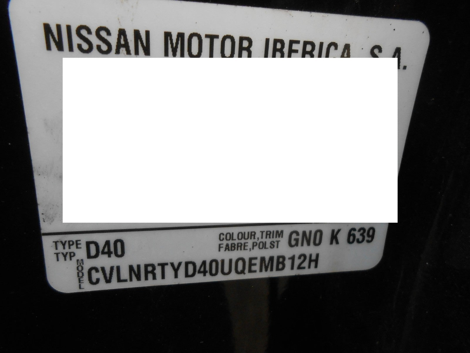 NISSAN NAVARA D40 (MK2) 2009 OSF DRIVER FRONT BARE DOOR SHELL GNO NISSAN BLACK