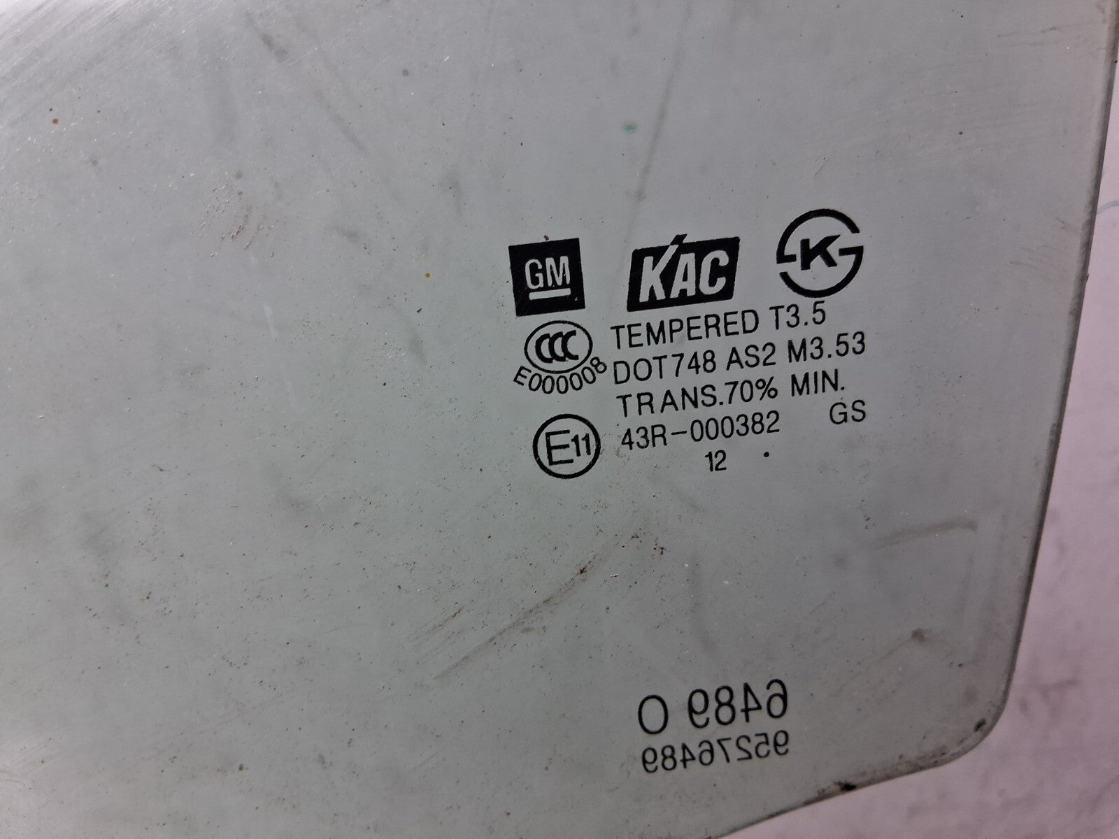FORD FIESTA MK7 2016 NSR PASSENGER SIDE REAR LEFT WINDOW GLASS 43R000382