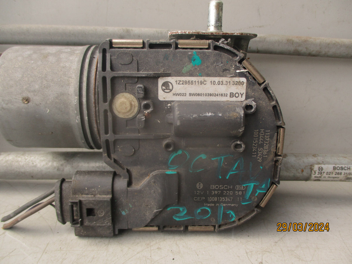 2010 SKODA OCTAVIA MK2 FRONT WIPER MOTOR WITH LINKAGE RACK 1Z2055119C 3397021266
