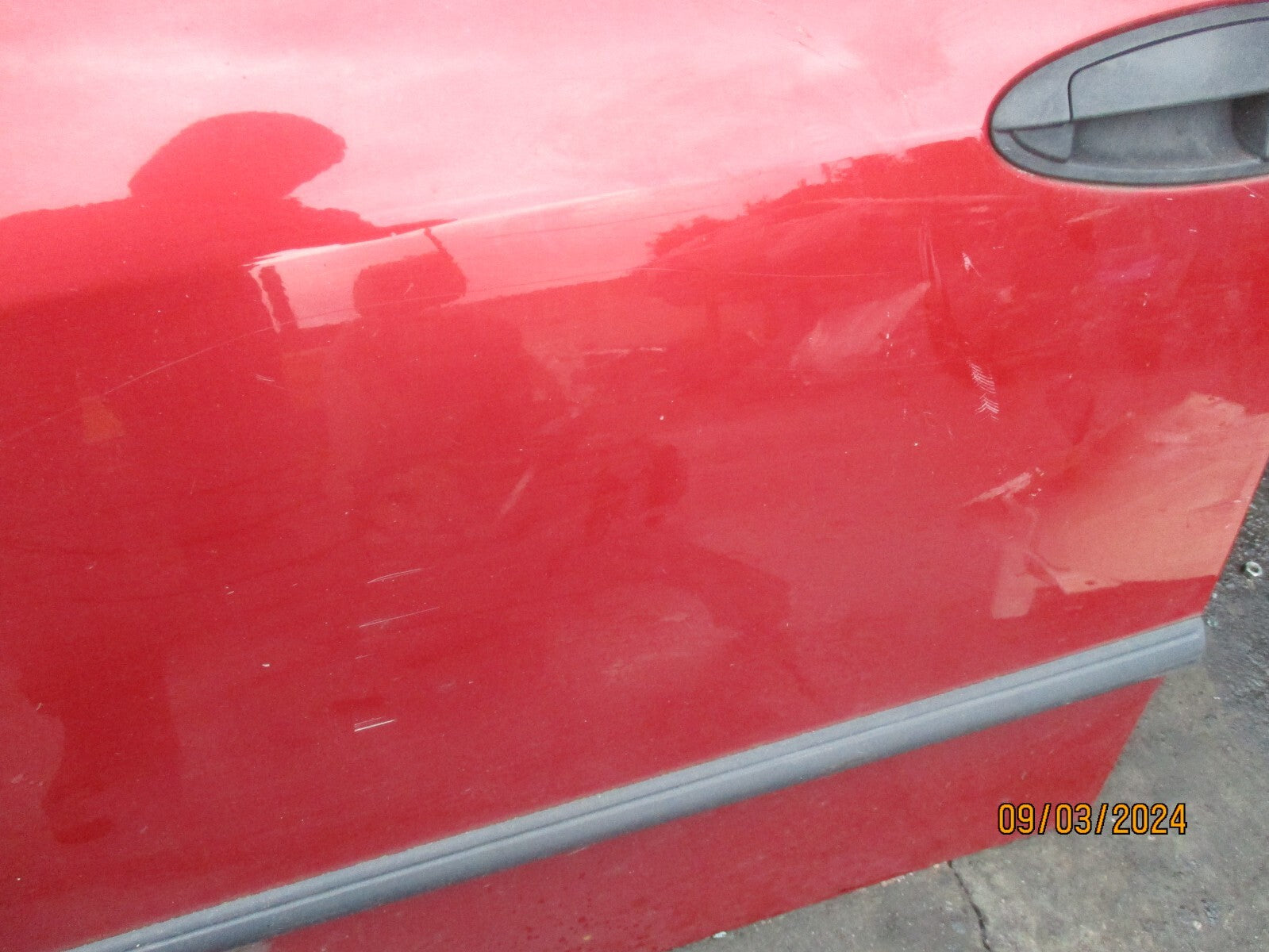FIAT GRANDE PUNTO 2007 5 DOOR NSF PASSENGER SIDE FRONT DOOR RED 163