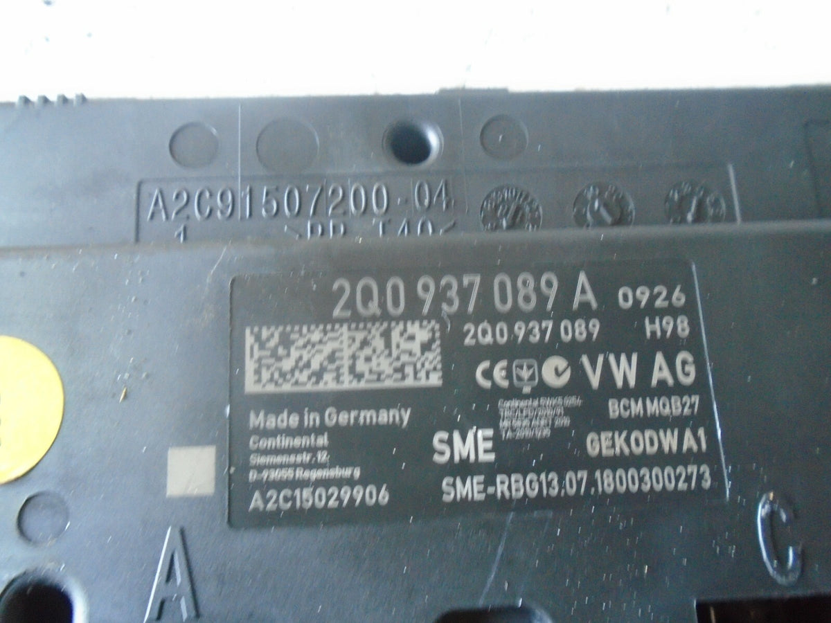 VOLKSWAGEN POLO 2019 MK6 BODY CONTROL MODULE 2Q0937089