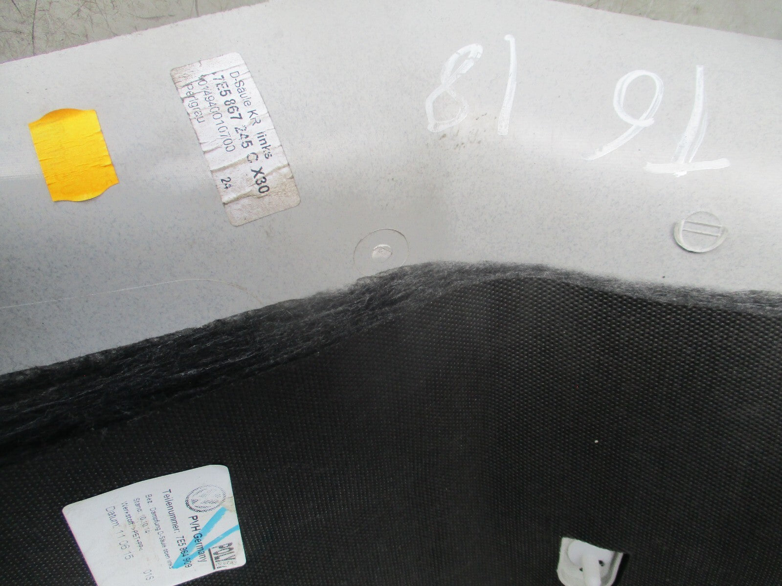 VOLKSWAGEN TRANSPORTER T6 2018 UPPER LEFT D PILLAR TRIM COVER 7E5867245