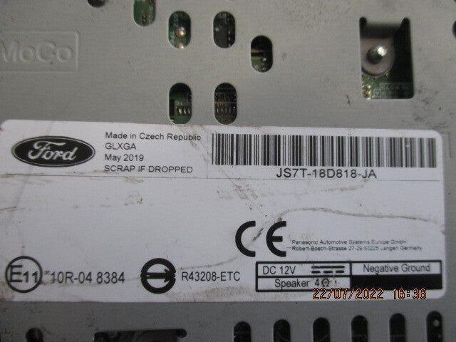 FORD MONDEO MK5 2019 RADIO HEAD UNIT JS7T18D818JA