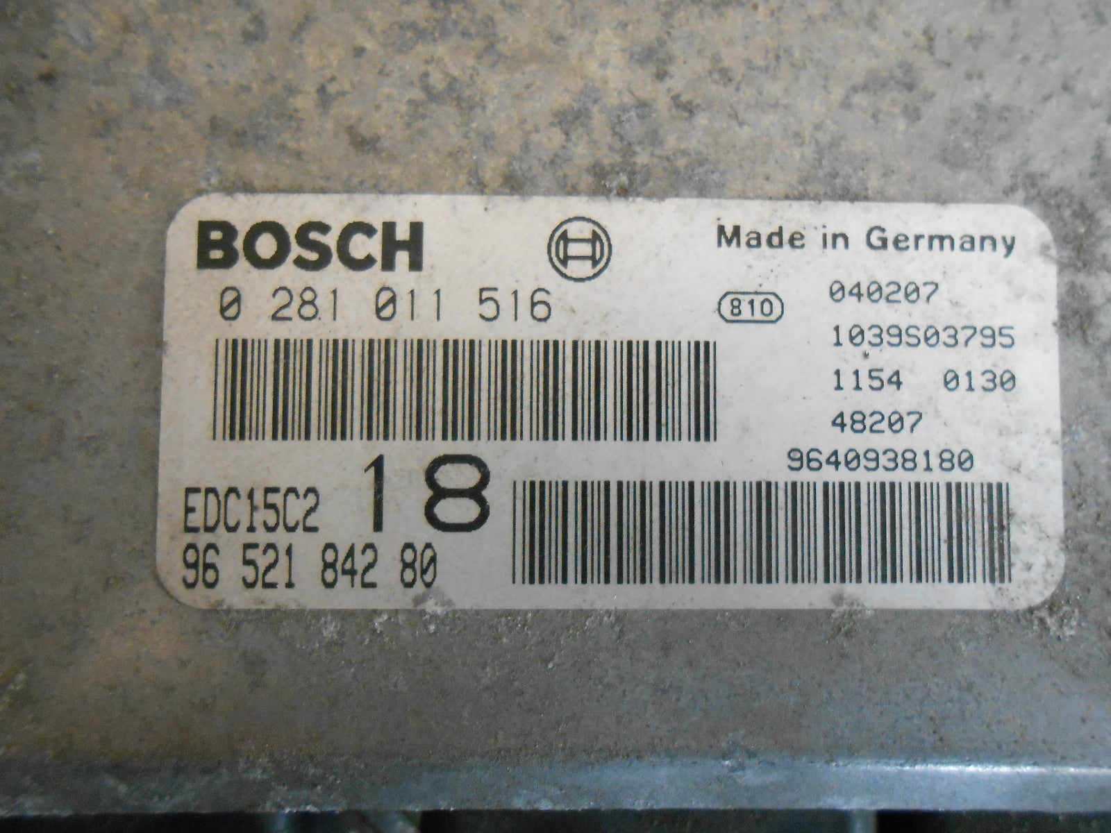 PEUGEOT 607 2004 2.2 HDI DW12TED4 (4HX) ENGINE ECU UNIT 9652184280 0281011516