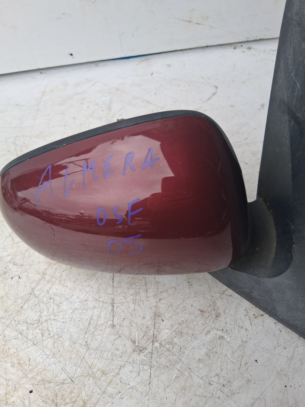 2005 NISSAN ALMERA RED OSF DRIVER RIGHT OFF SIDE WING MIRROR 015827