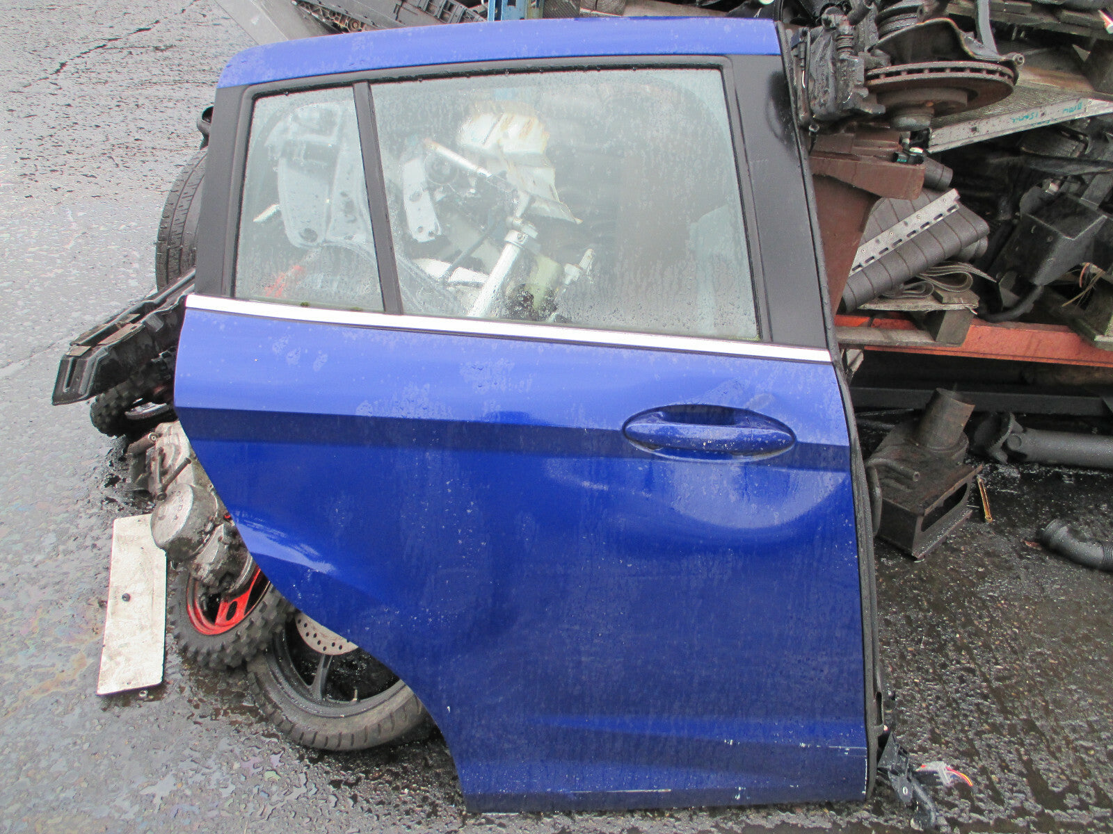 FORD B MAX 2017 OSR DRIVER SIDE REAR SLIDING COMPLETE DOOR BLUE