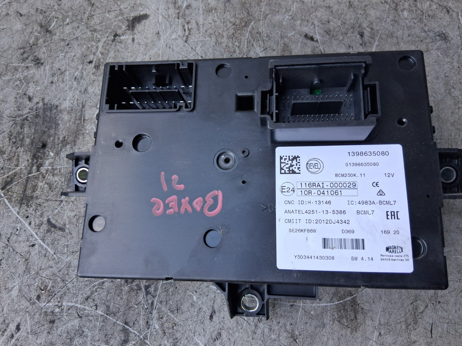 2021 PEUGEOT BOXER MK3 FUSE BOX RELAY BOX 1398635080