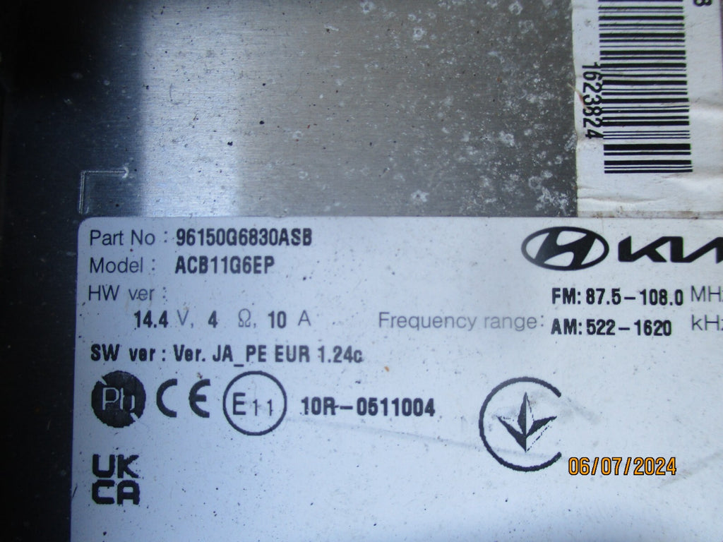 KIA PICANTO MK3 2023 RADIO STEREO BLUETOOTH 96150G6830