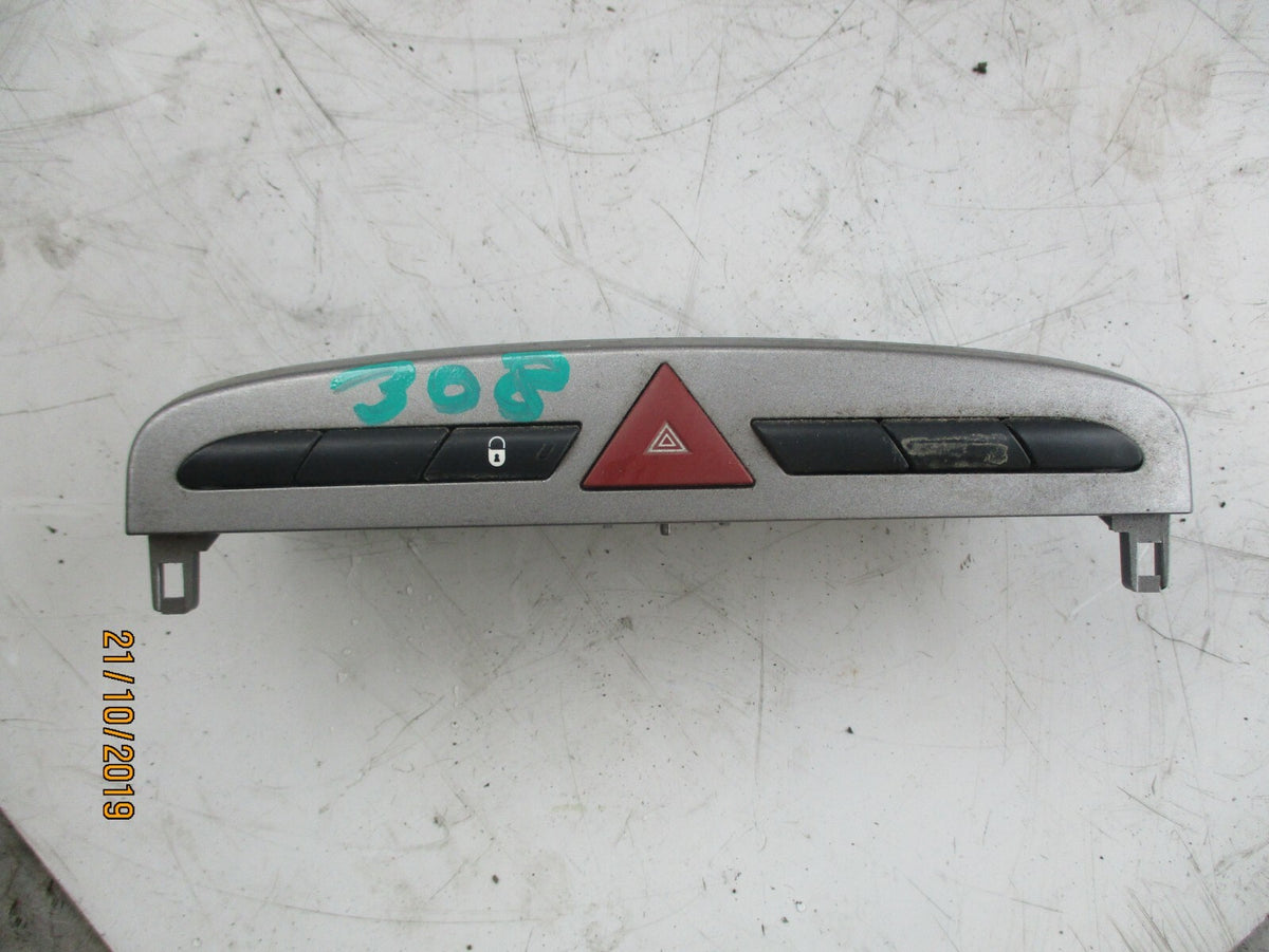 PEUGEOT 308 MK1 CENTRE CONSOLE SWITCH HAZARD BUTTON PANEL 9659417177