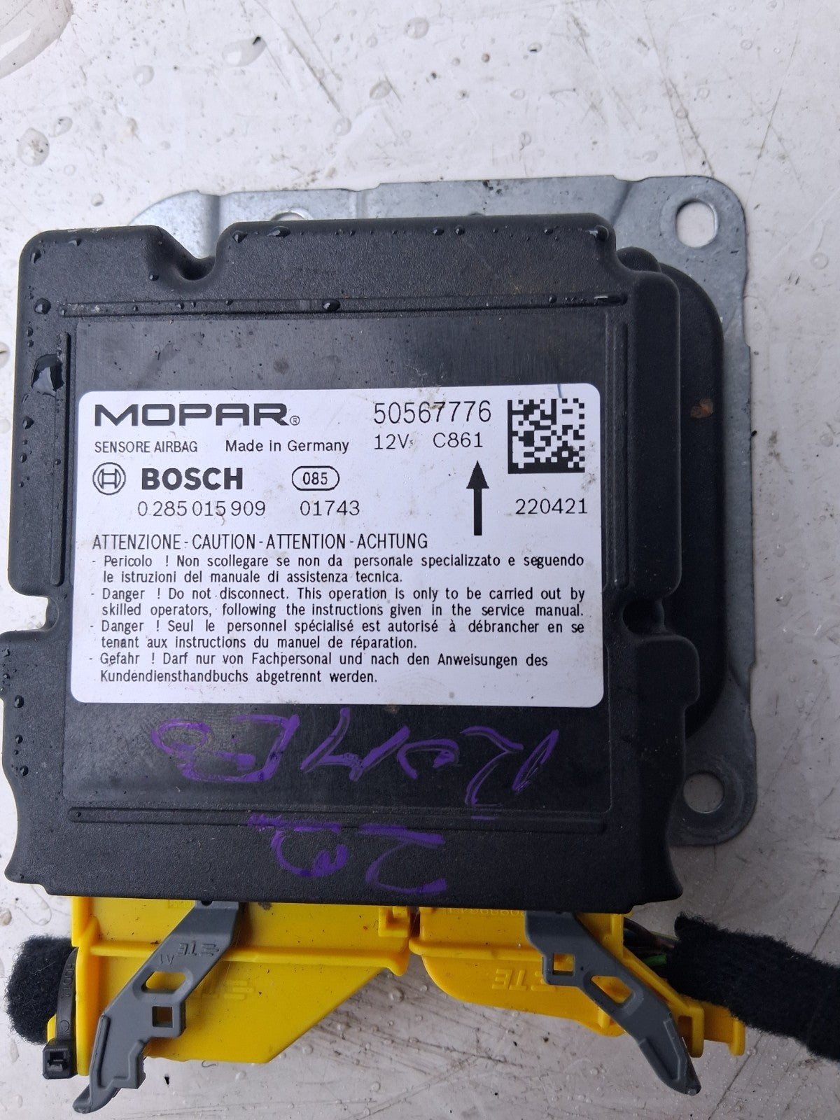 2022 ALFA ROMEO STELVIO Q4 AIRBAG MODULE 50567776