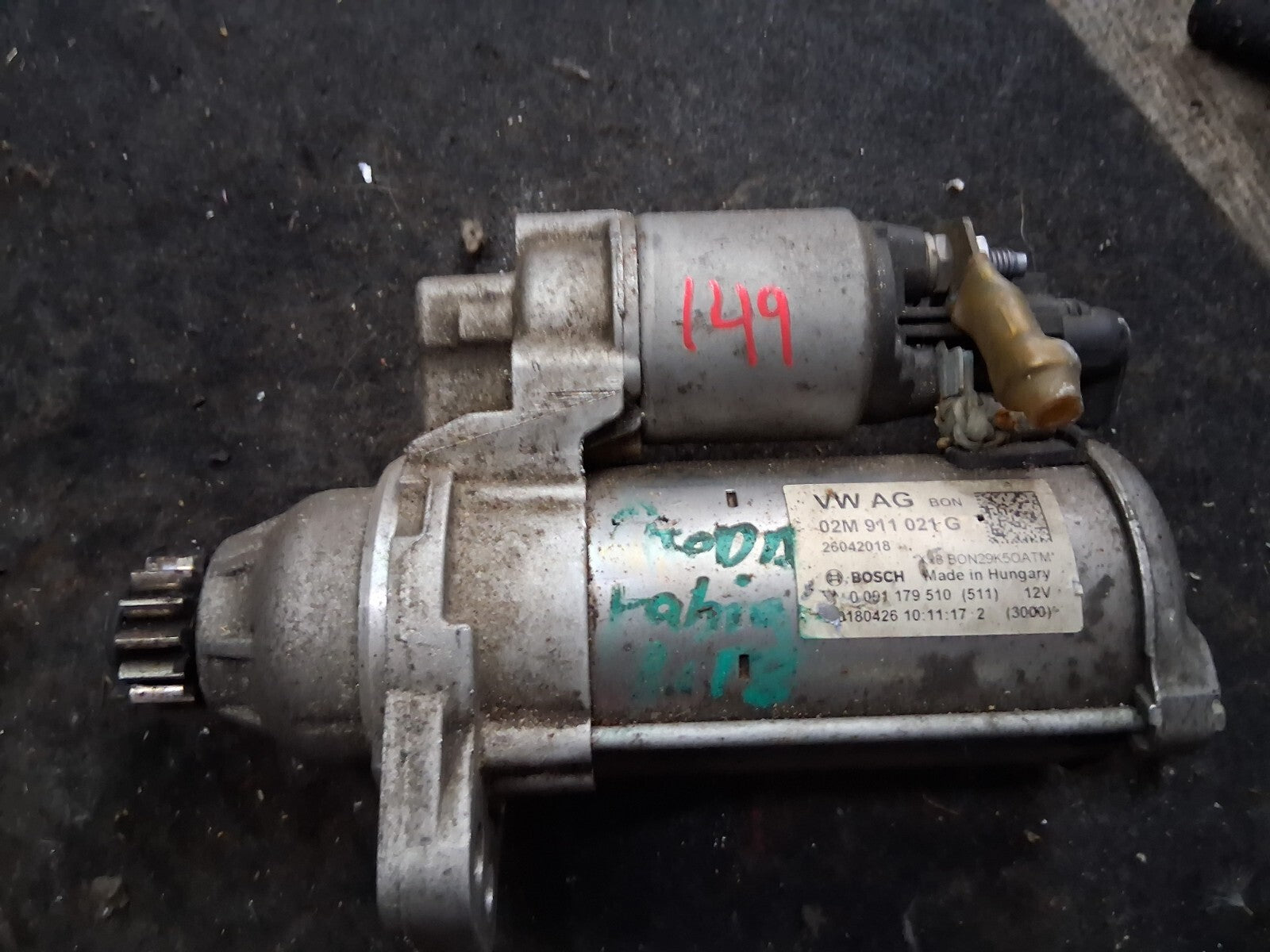 SKODA FABIA 2018 MK3 1.2 PETROL STARTER MOTOR 02M911021G
