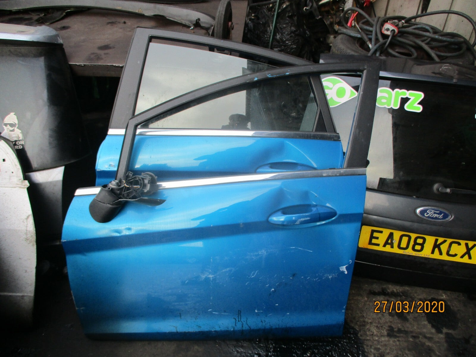 FORD FIESTA MK7 2013 NSF PASSENGER SIDE FRONT DOOR BLUE DAMAGED