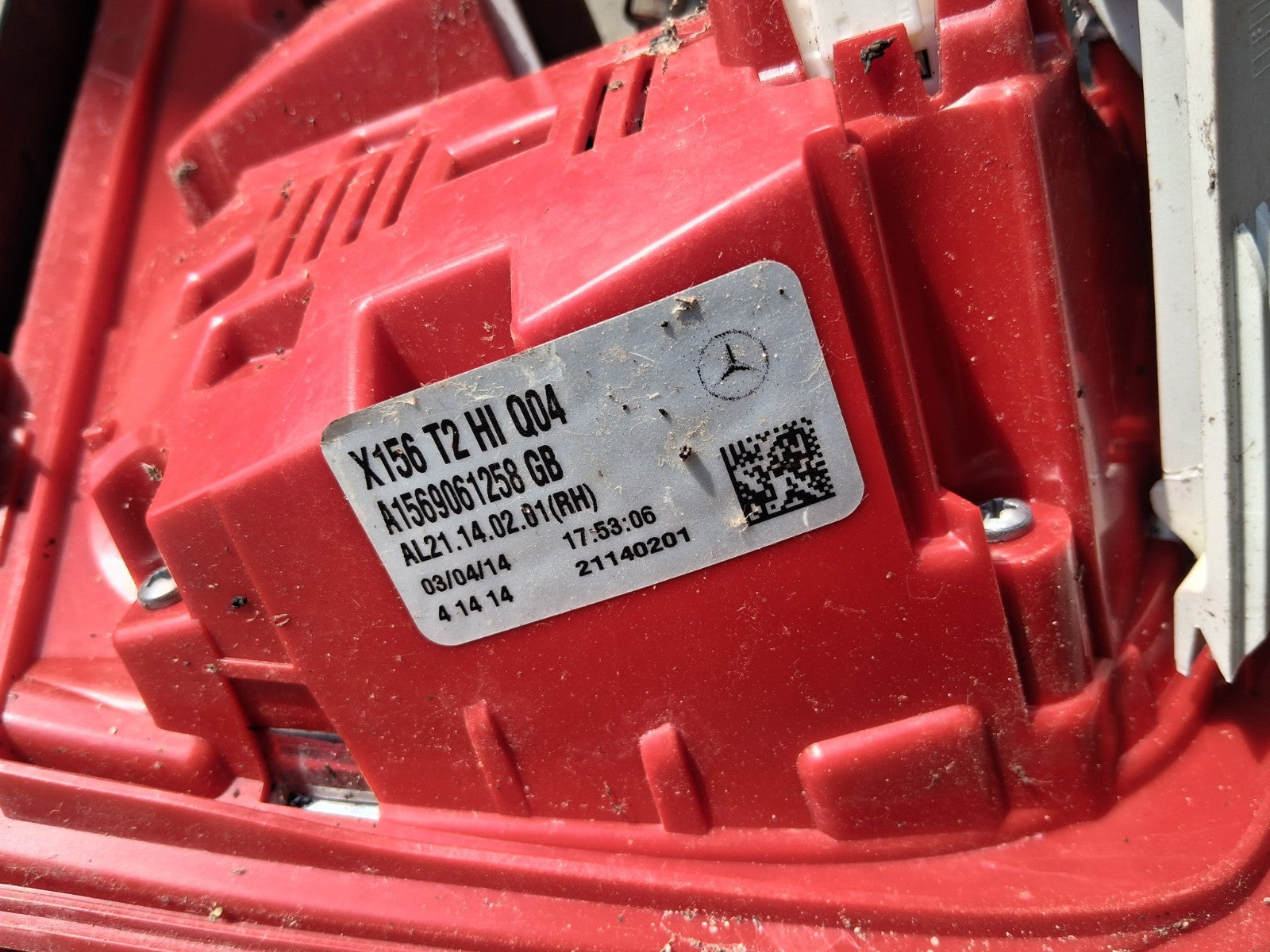 MERCEDES BENZ CLA 2014 OSR DRIVER SIDE REAR RIGHT INNER TAIL LIGHT A1569061258