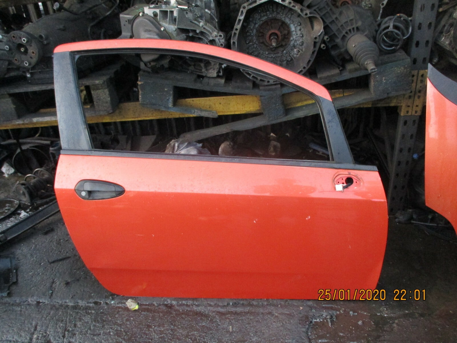 FIAT GRANDE PUNTO 2006 3 DOOR OS DRIVER SIDE DOOR ORANGE