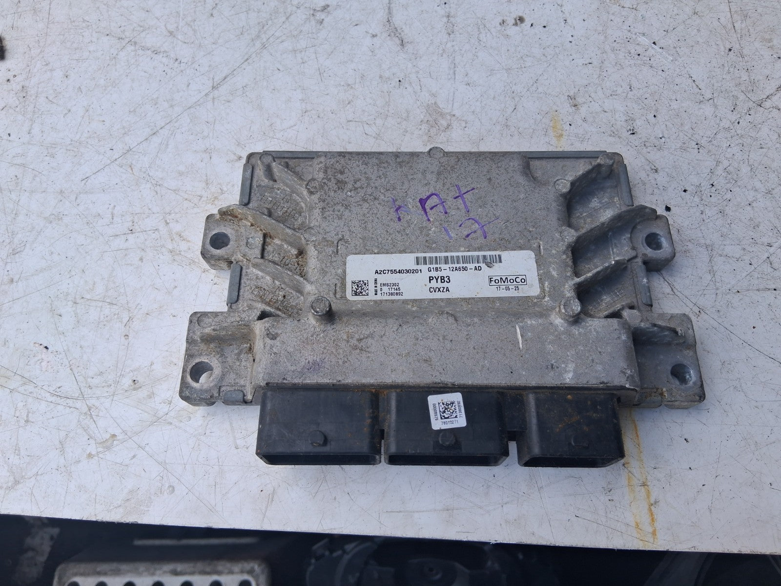 2017 FORD KA + PLUS ENGINE ECU CONTROL MODULE G1B512A650AD