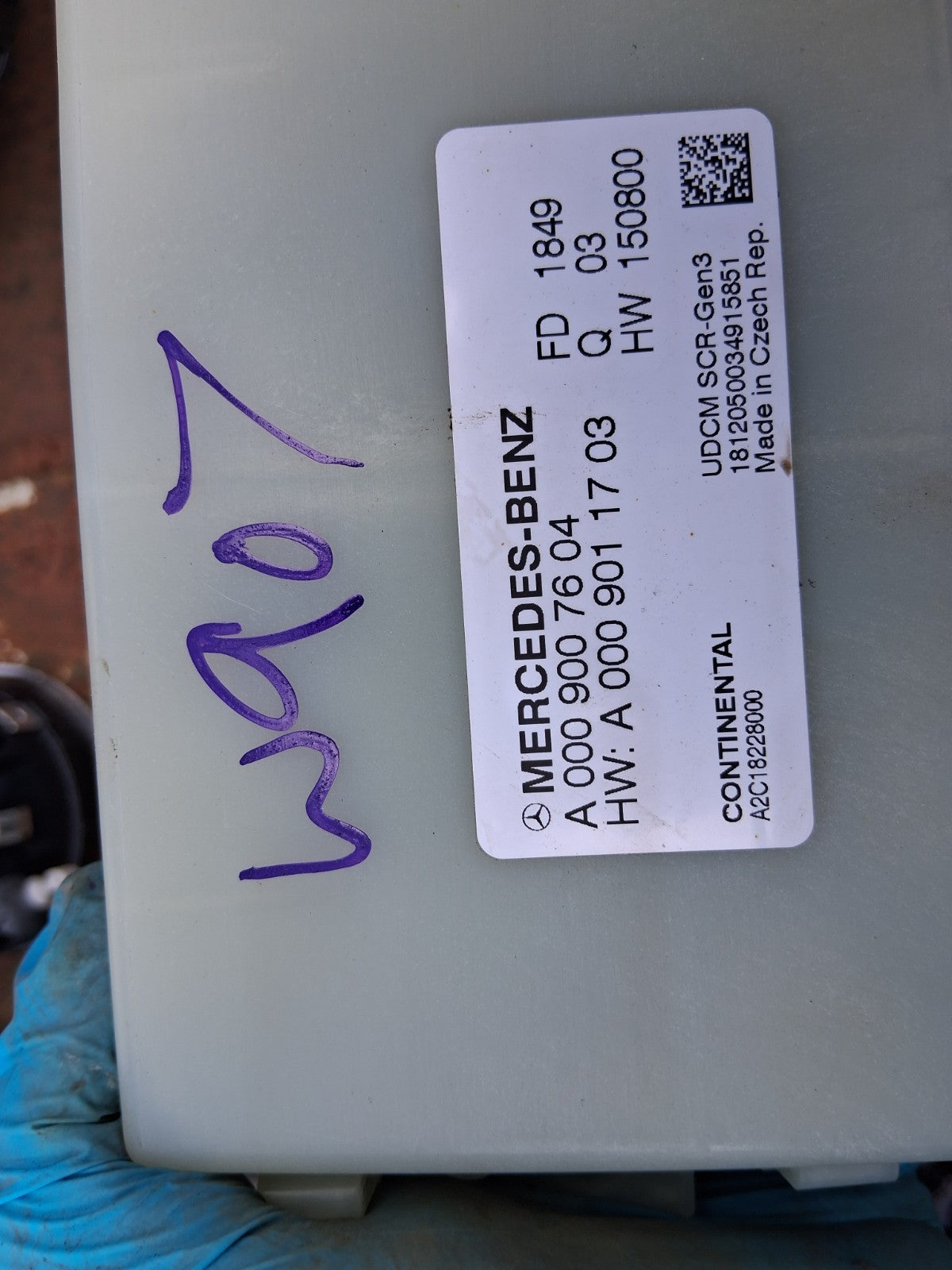 2020 MERCEDES BENZ SPRINTER W907 EXHAUST GAS RECIRCULATION ECU A0009007604