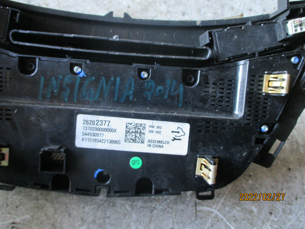 VAUXHALL INSIGNIA 2014 DIGITAL HEATER AC CLIMATE CONTROL PANEL 26202377