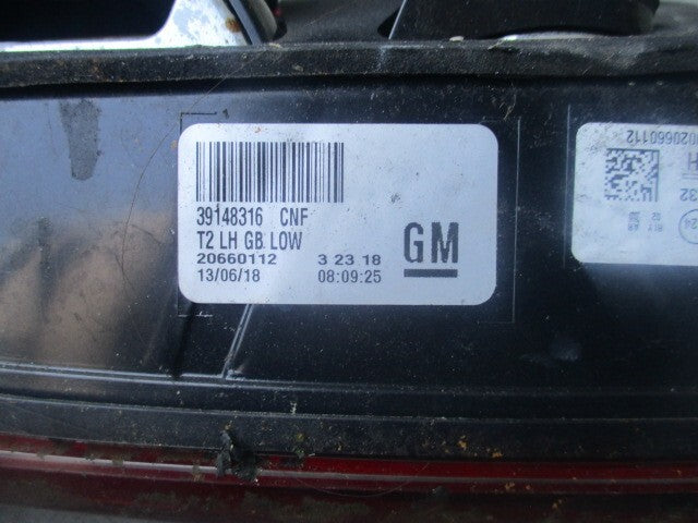 2019 VAUXHALL INSIGNIA NSR PASSENGER SIDE REAR INNER TAIL LIGHT 20660112