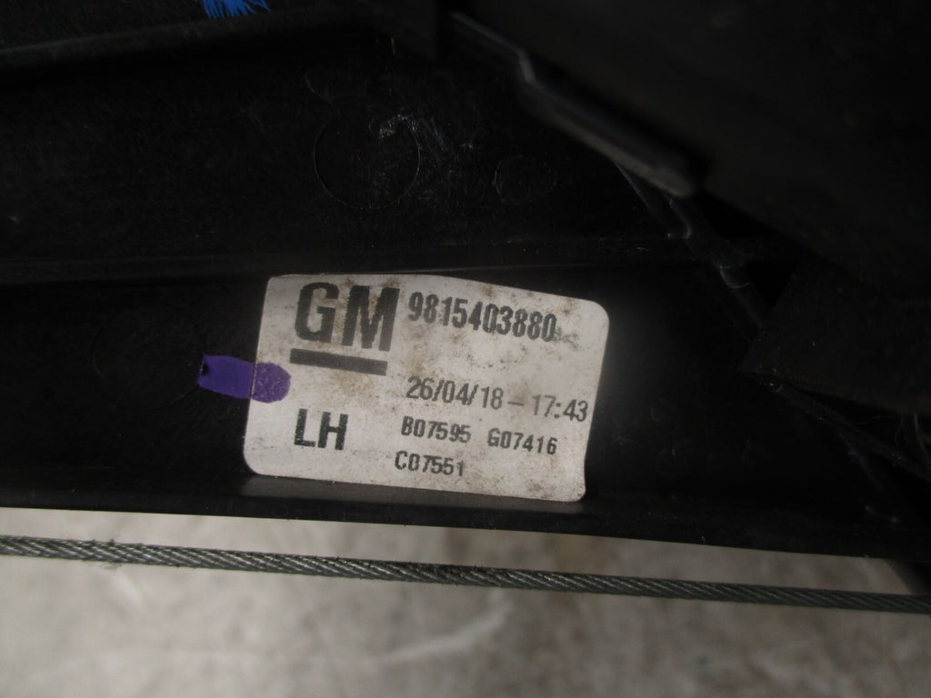 2018 VAUXHALL GRANDLAND X NSR PASSENGER REAR WINDOW MOTOR REGULATOR 9815403880