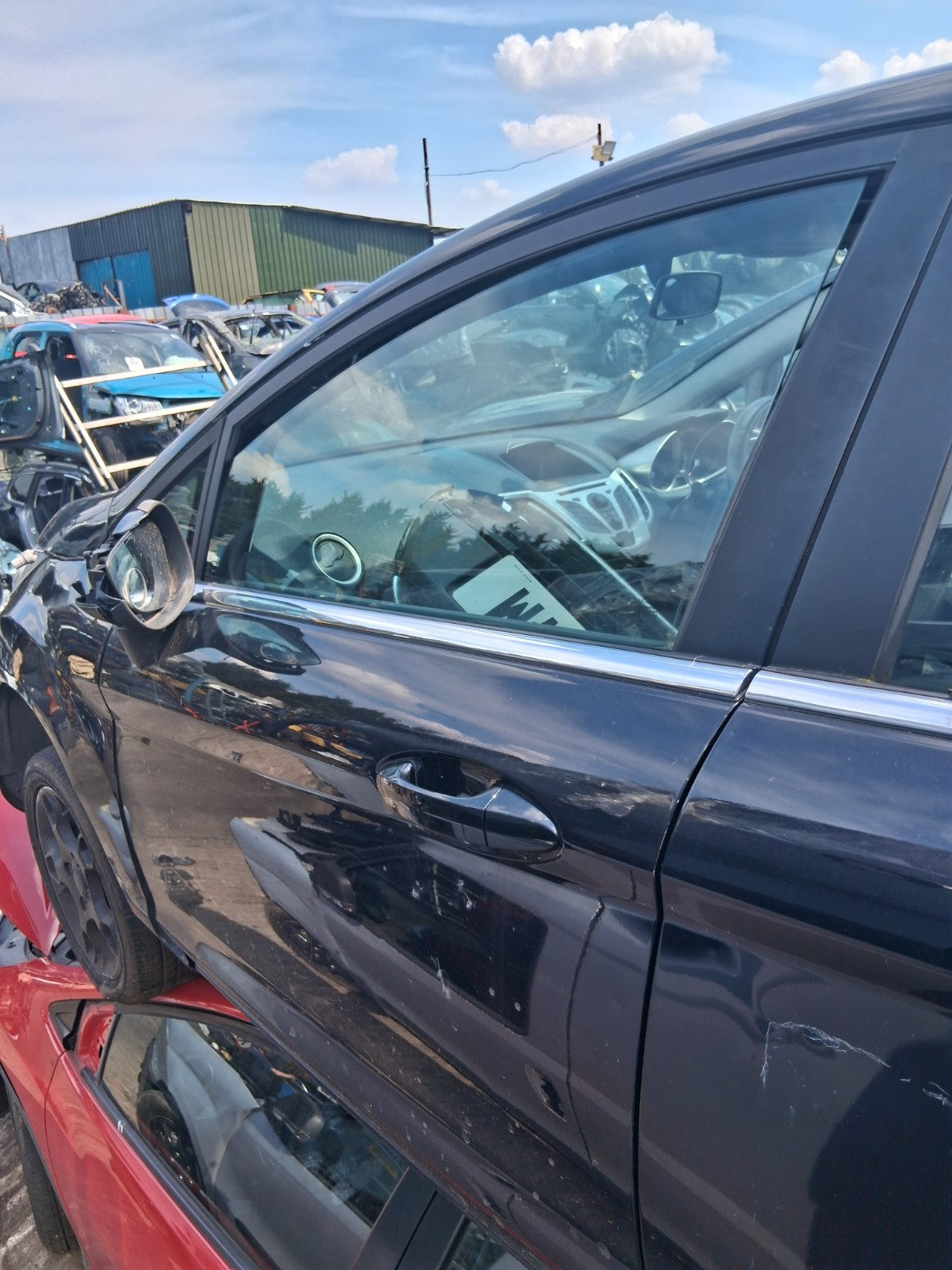 2012 FORD FIESTA MK7 5 DOOR NSF PASSENGER SIDE FRONT LEFT BARE DOOR BLACK