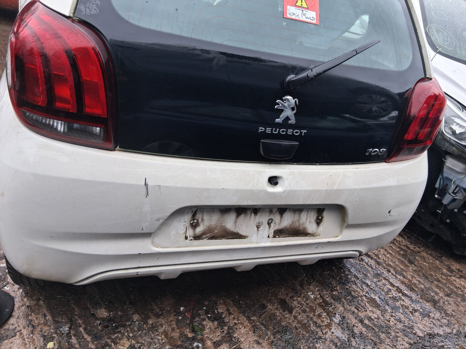2019 PEUGEOT 108 3 DOOR MK2 COMPLETE REAR BUMPER SOLID WHITE KWD