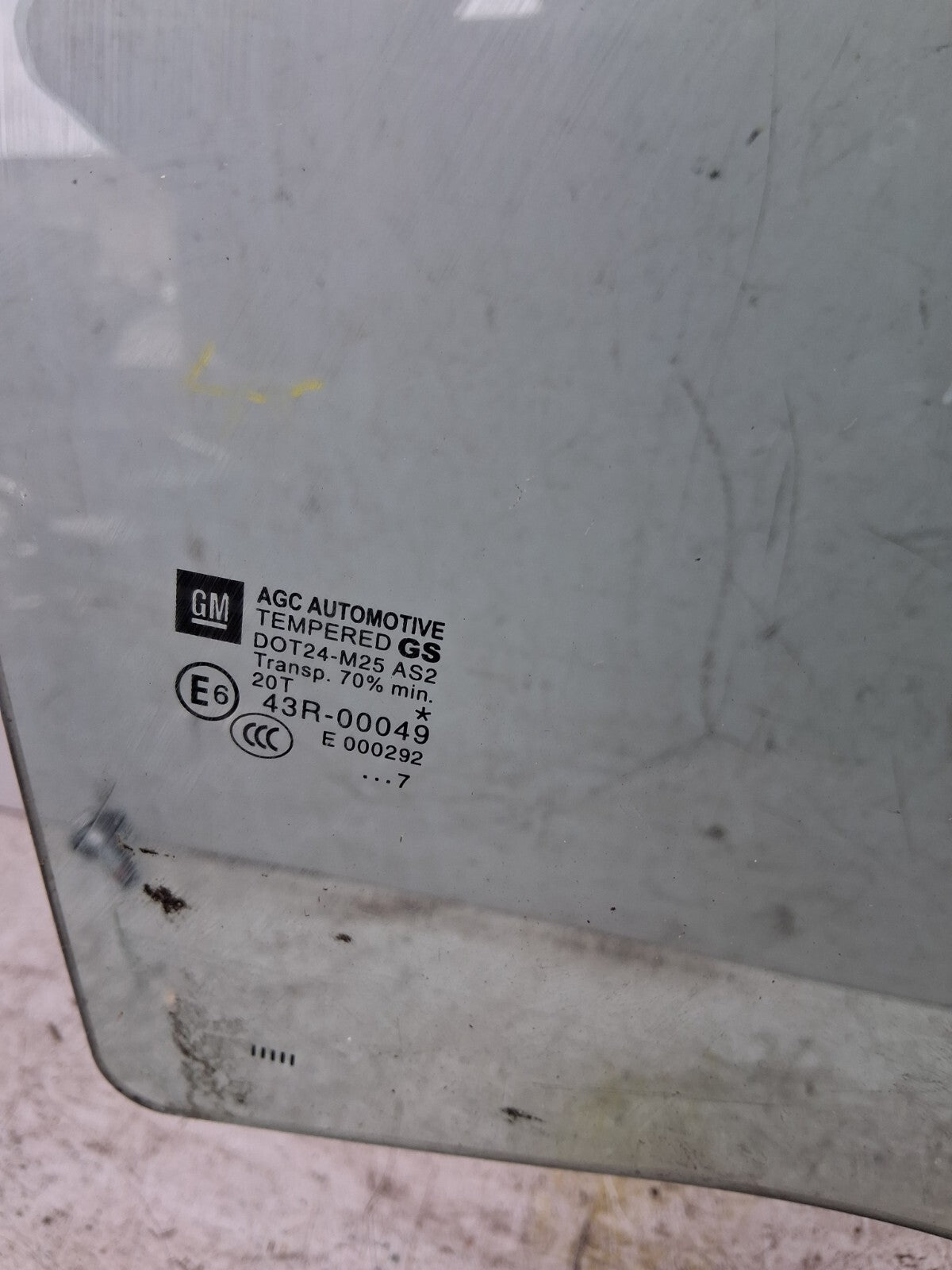 VAUXHALL ZAFIRA C MK3 2017 OSR DRIVER SIDE REAR RIGHT WINDOW GLASS 43R00049