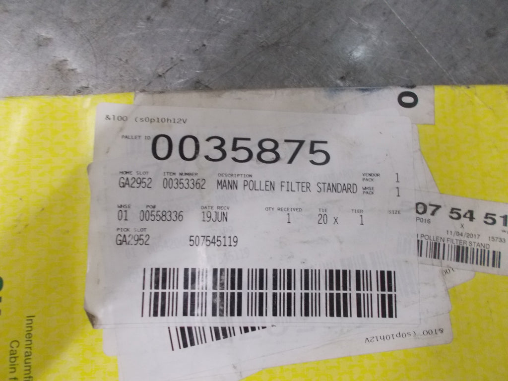 MANN FILTER FIAT DUCATO PEUGEOT BOXER POLLEN CABIN AIR FILTER INSERT CU4442