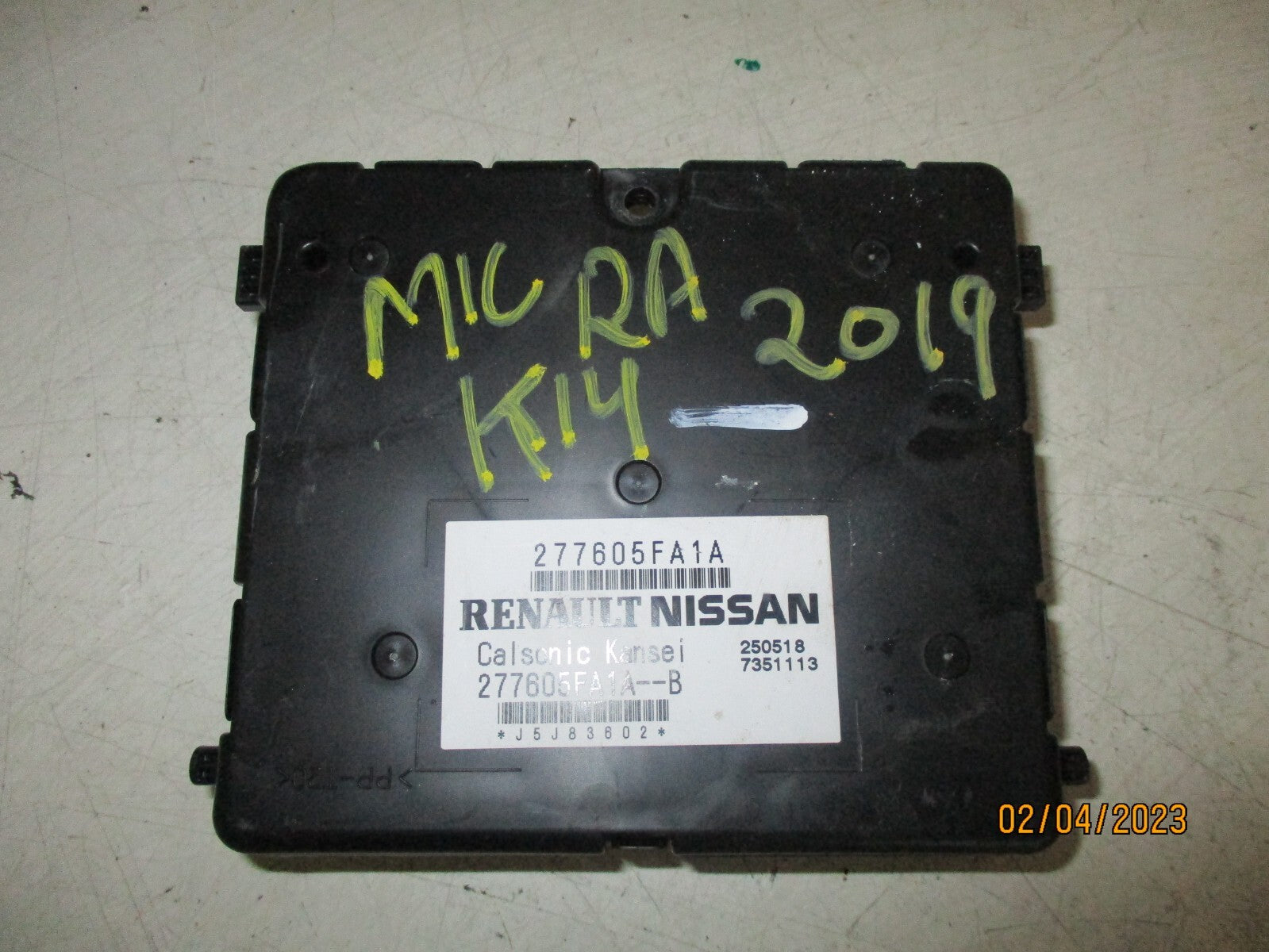 NISSAN MICRA K14 2019 AIR CONDITIONING CONTROL MODULE ECU 277605FA1A