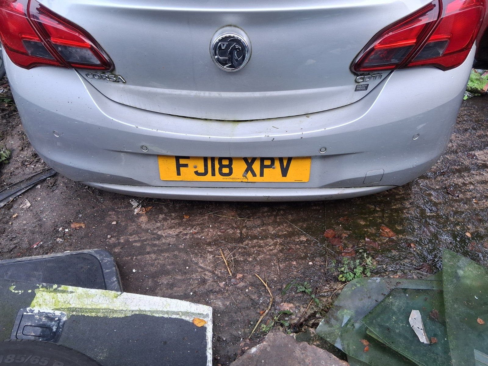 2018 VAUXHALL CORSA E 3 DOOR CORSA VAN COMPLETE REAR BUMPER WITH SENSORS SILVER