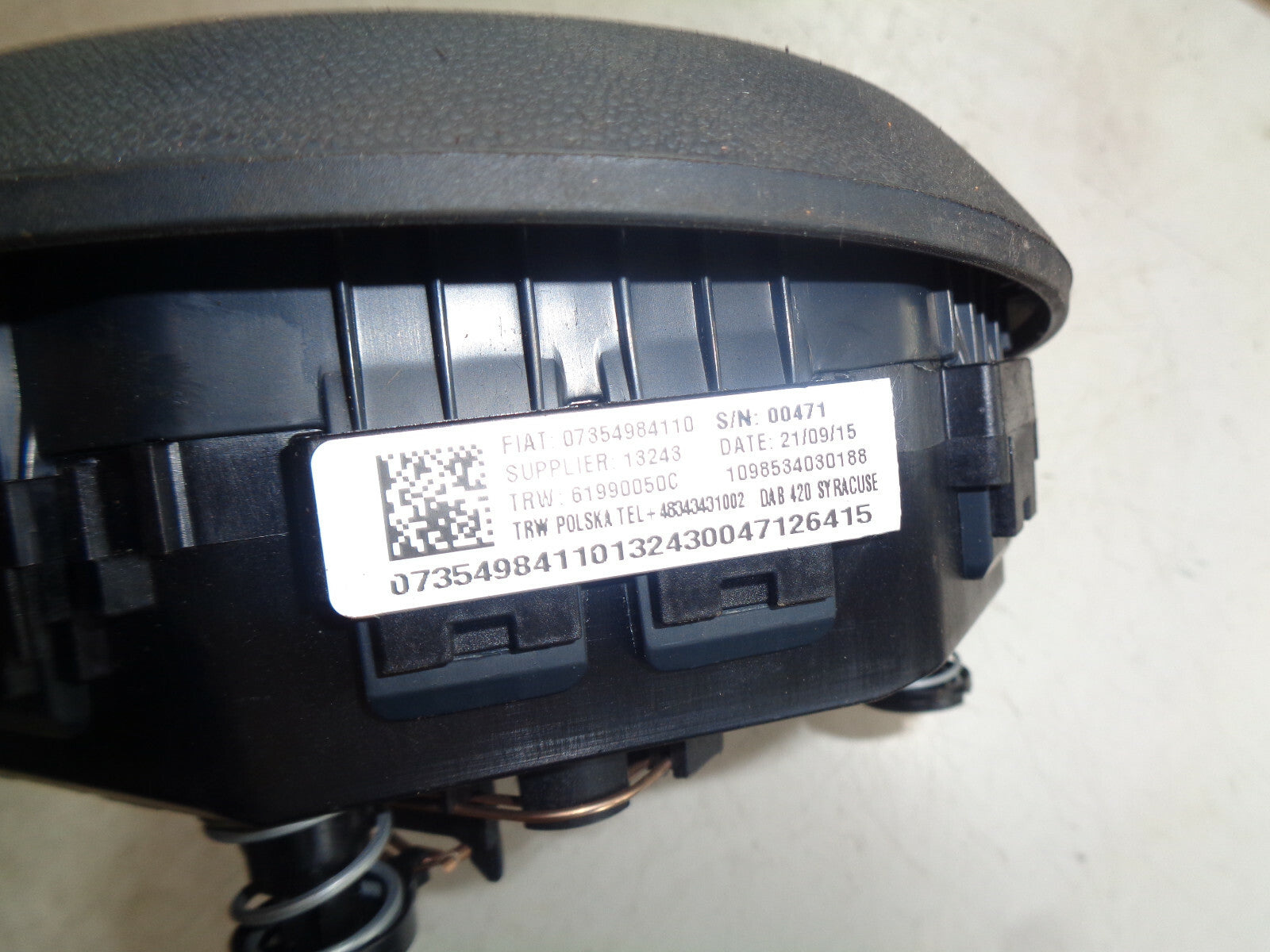 FORD KA MK2 2015 1.2 PETROL STEERING WHEEL SAFETY BAG 07354984110