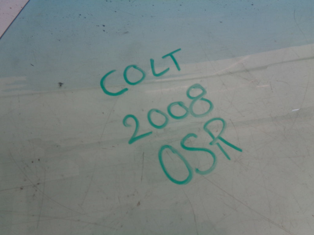 MITSUBISHI COLT 2008 5 DOOR OSR DRIVER SIDE REAR DOOR WINDOW GLASS E643R00048