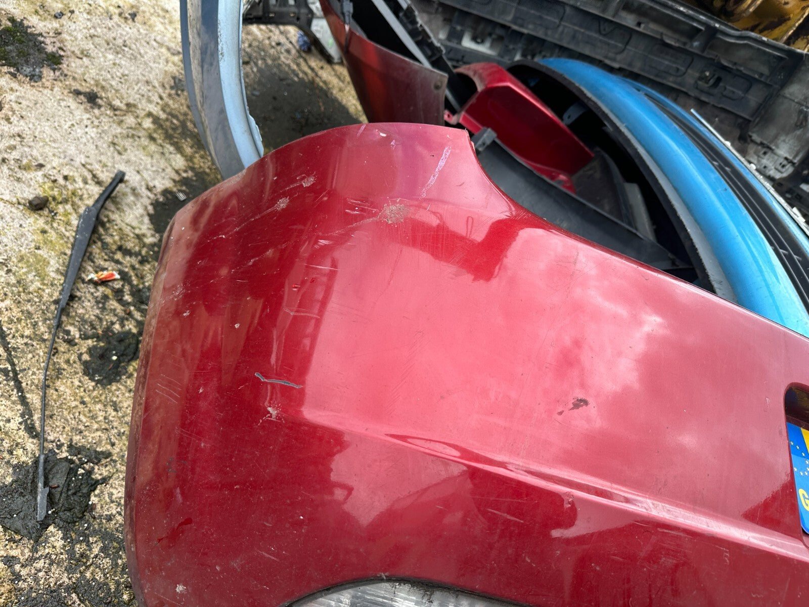 FIAT GRANDE PUNTO 2007 REAR COMPLETE BUMPER RED