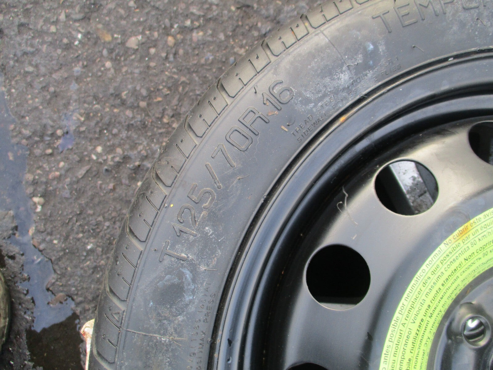 2012 VW VOLKSWAGEN GOLF MK7 SPACESAVER WHEEL WITH TYRE T125/70R16