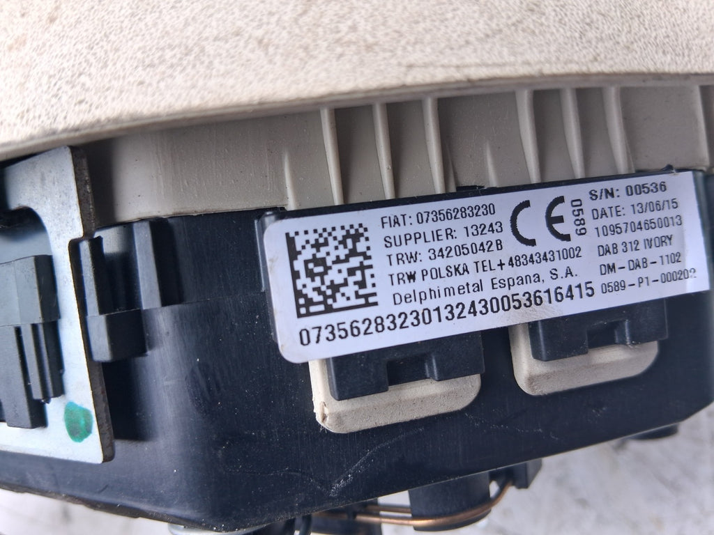 2015 FIAT 500 LOUNGE STEERING WHEEL AIRBAG AIR BAG 07356283230