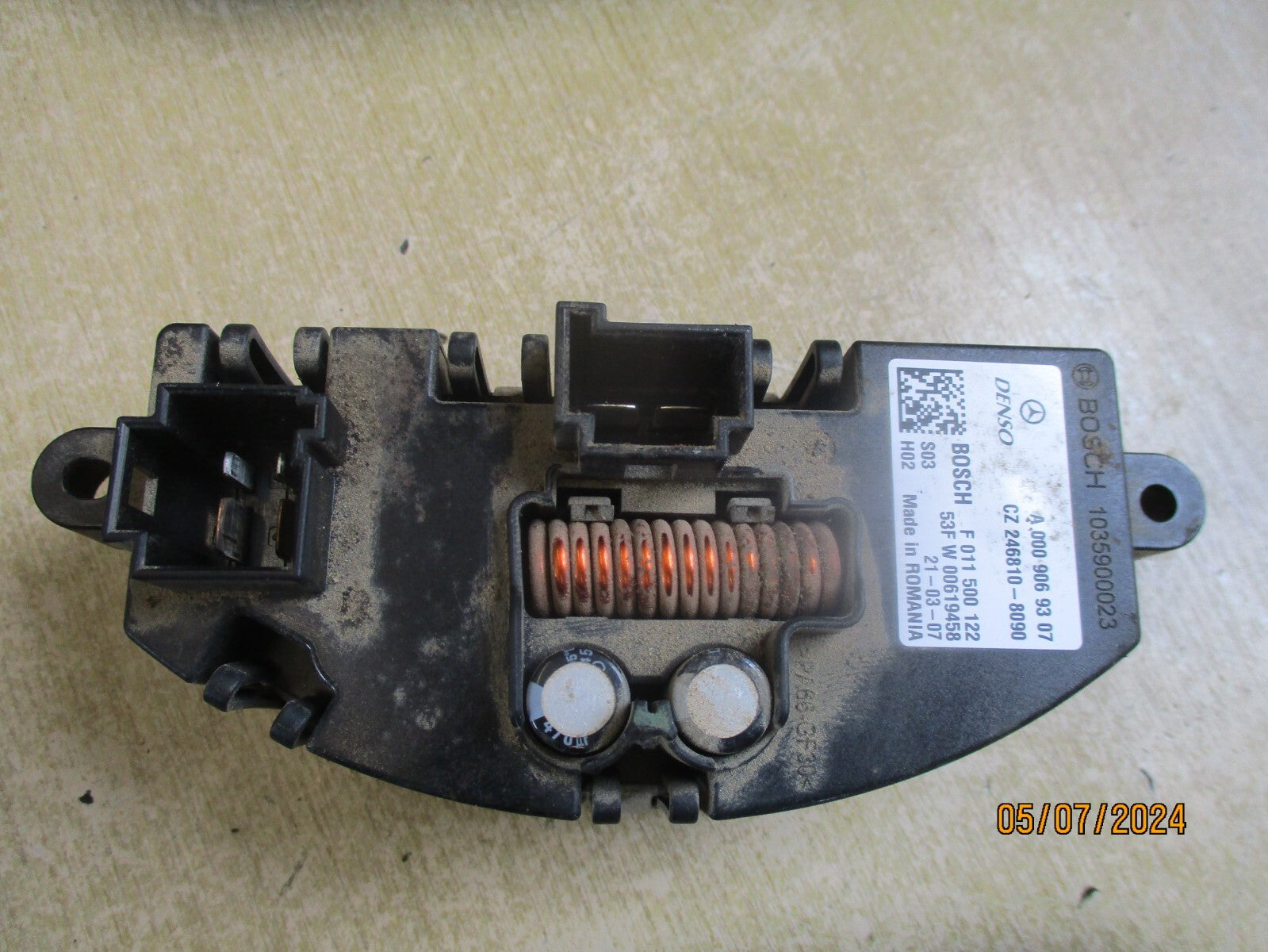 2022 MERCEDES BENZ SPRINTER W907 HEATER BLOWER MOTOR RESISTOR A0009069307
