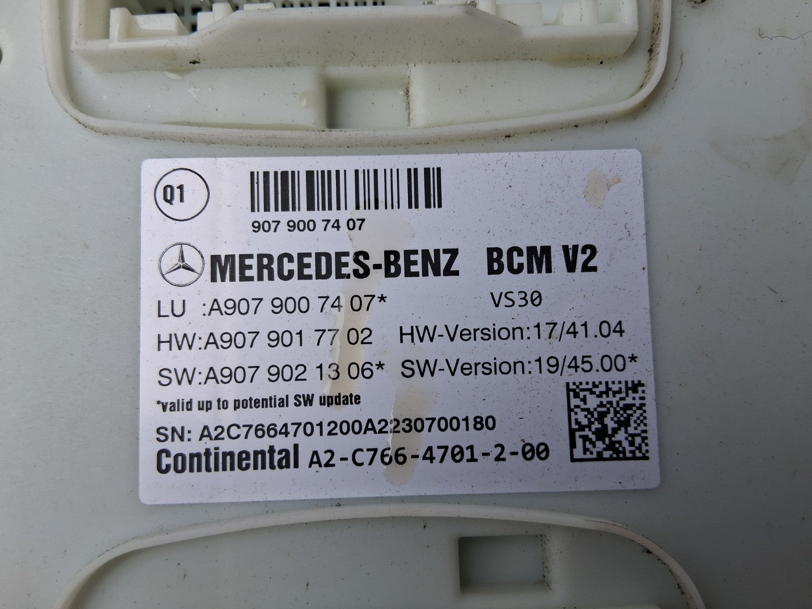 2022 MERCEDES BENZ SPRINTER BCM BODY CONTROL MODULE A9079007407