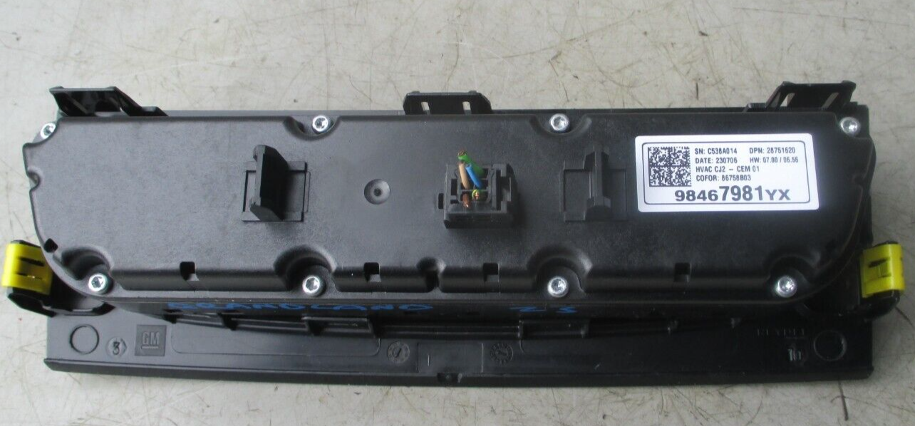 2023 VAUXHALL GRANDLAND HEATER AC CLIMATE CONTROL SWITCH PANEL 98467981YX