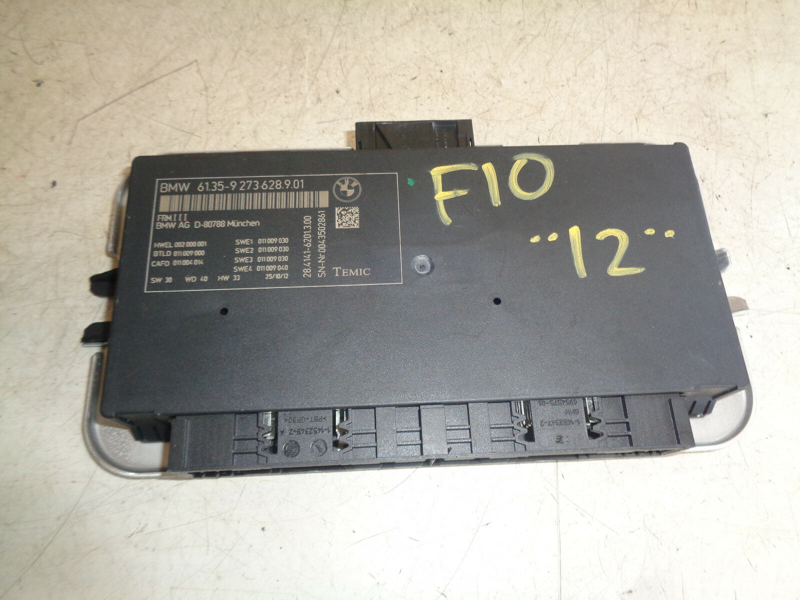 BMW 5 SERIES F10 2012 FOOTWELL CONTROL MODULE UNIT 9273628