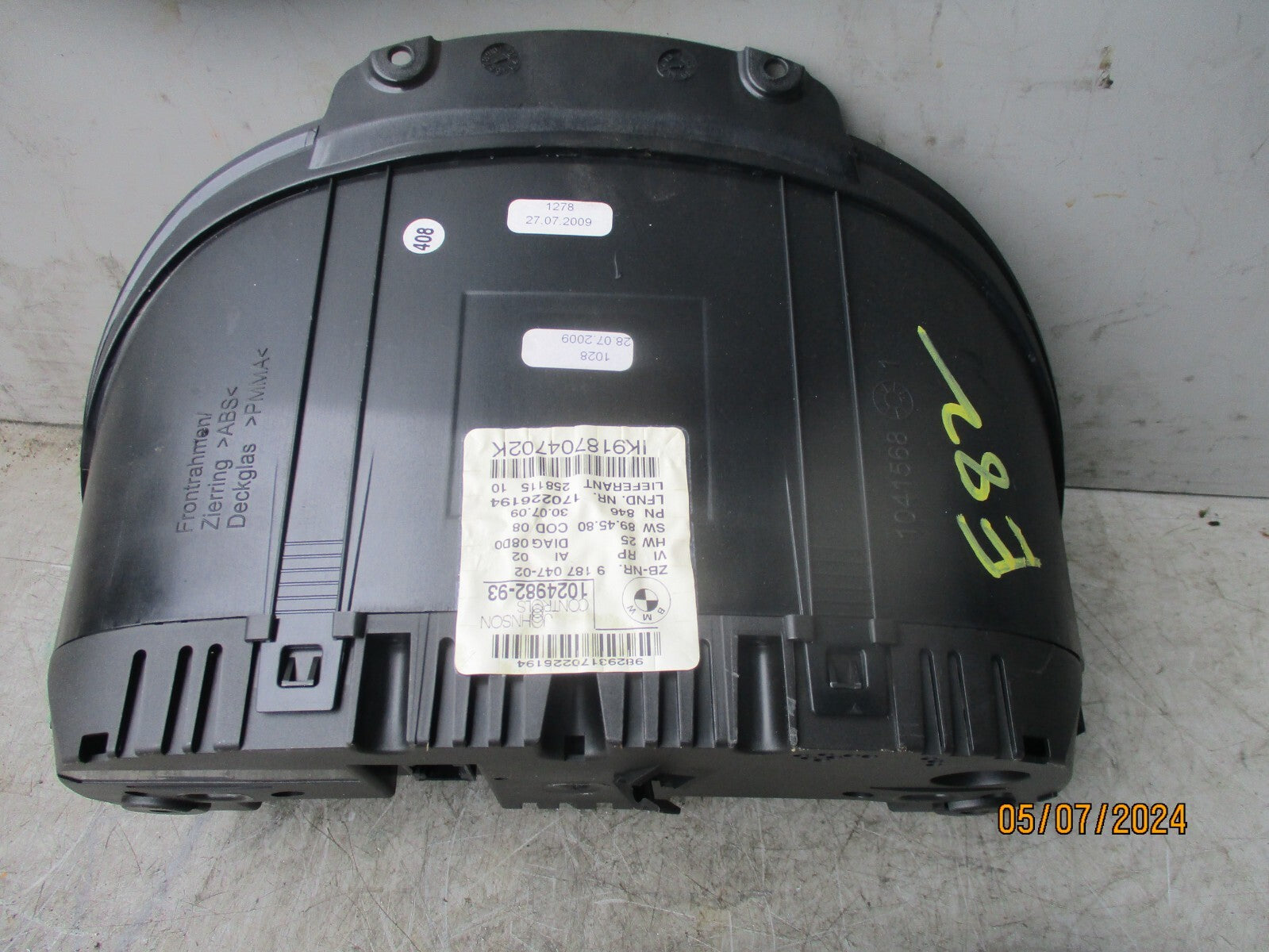 BMW 1 SERIES E82 2009 2.0 DIESEL MANUAL SPEEDO SPEEDOMETER CLUSTER 9187047