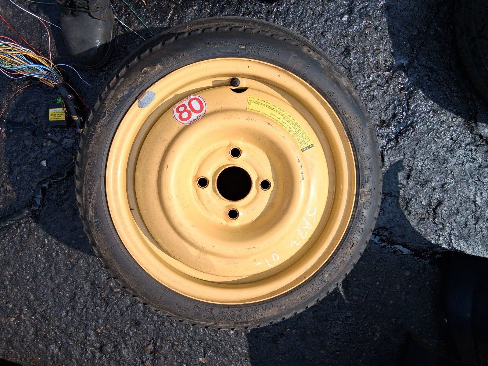 2007 HONDA JAZZ MK2 14 INCH STEEL SPACE SAVER SPARE WHEEL WITH TYRE 115/70D14