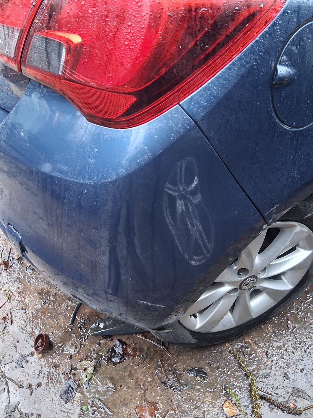 2017 VAUXHALL CORSA E COMPLETE REAR BUMPER DARK SEA BLUE METALLIC Z22W