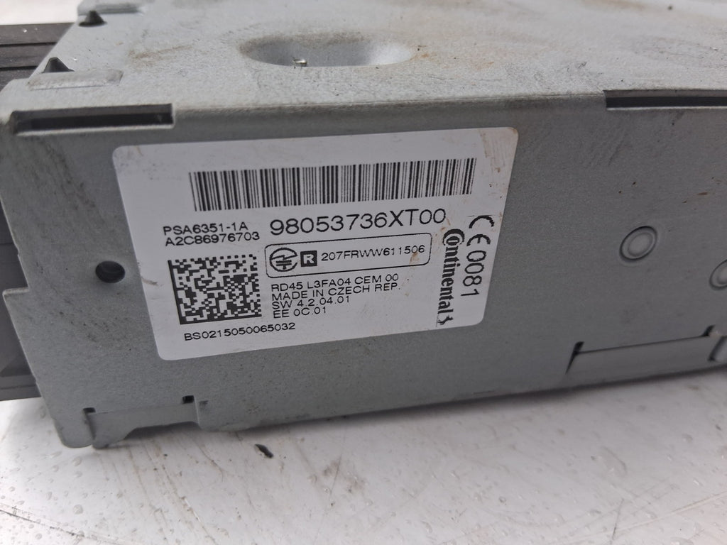 CITROEN C3 2010 STEREO RADIO CD PLAYER 98053736XT00