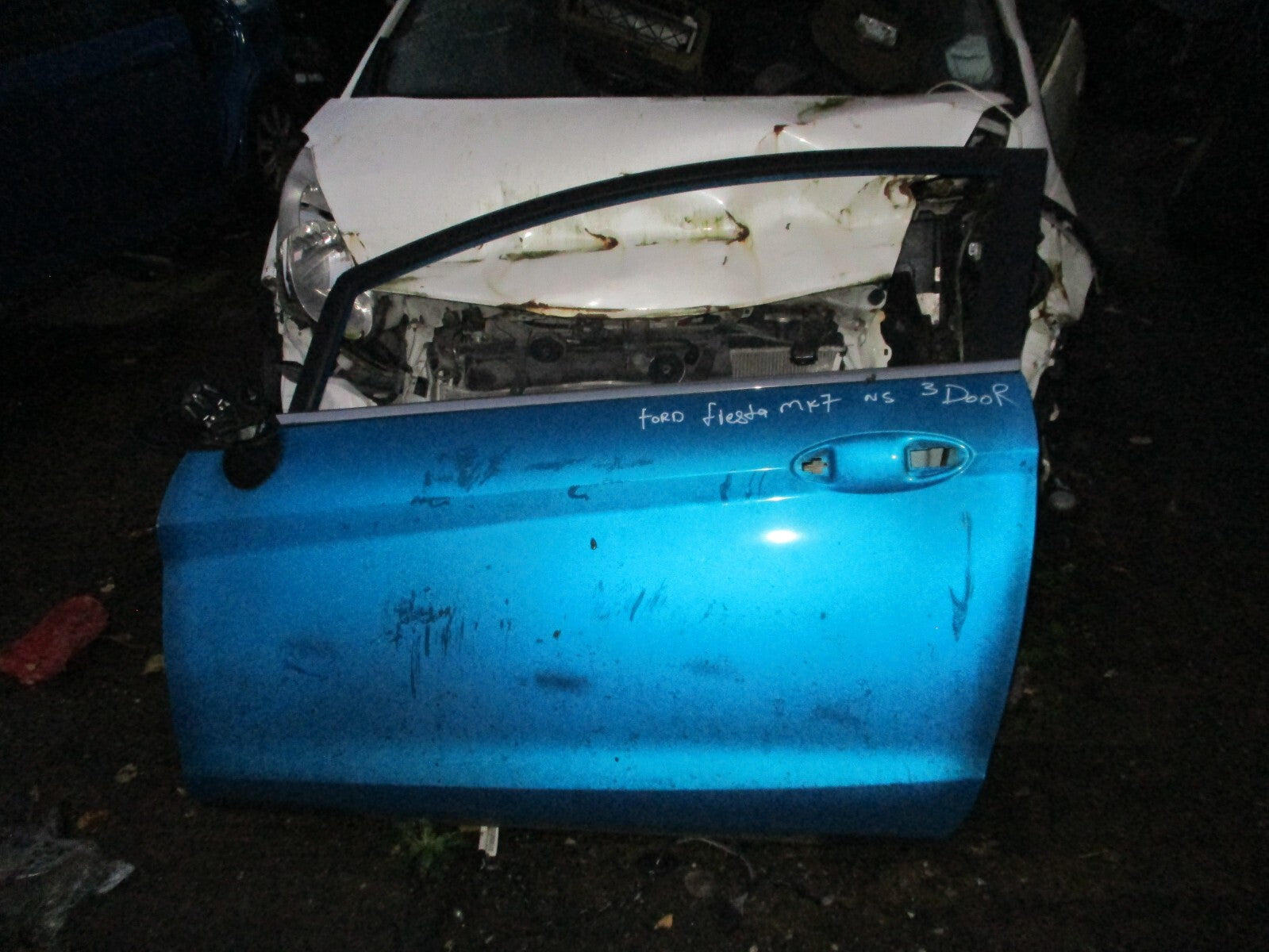 2013 FORD FIESTA MK7 3 DOOR NS PASSENGER SIDE BARE DOOR BLUE