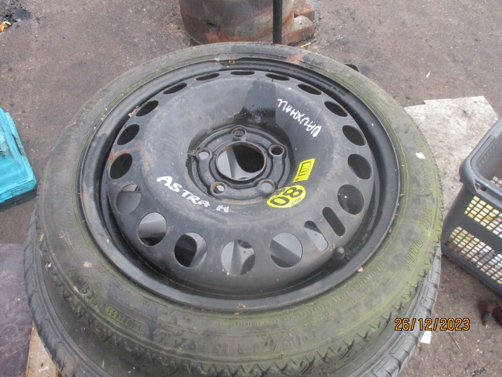 VAUXHALL ASTRA H MK5 2007 16 INCH SPACE SAVER WHEEL WITH TYRE T115/70R16