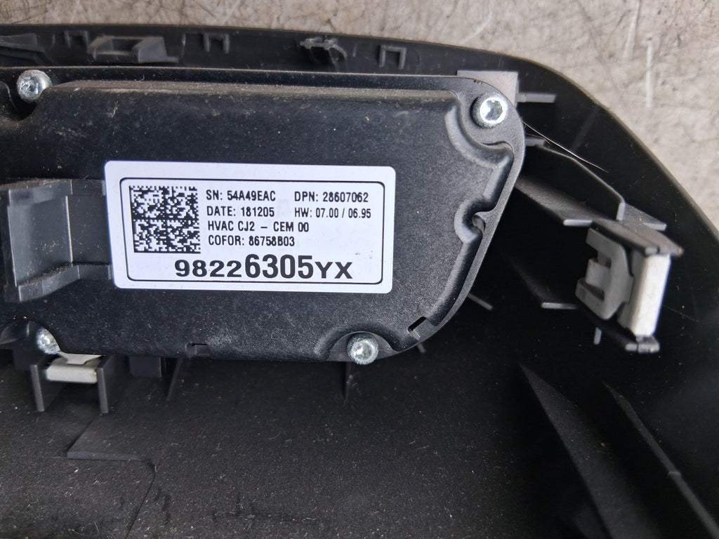 VAUXHALL CROSSLAND X 2018 AC HEATER CLIMATE CONTROL SWITCH PANEL 98226305YX