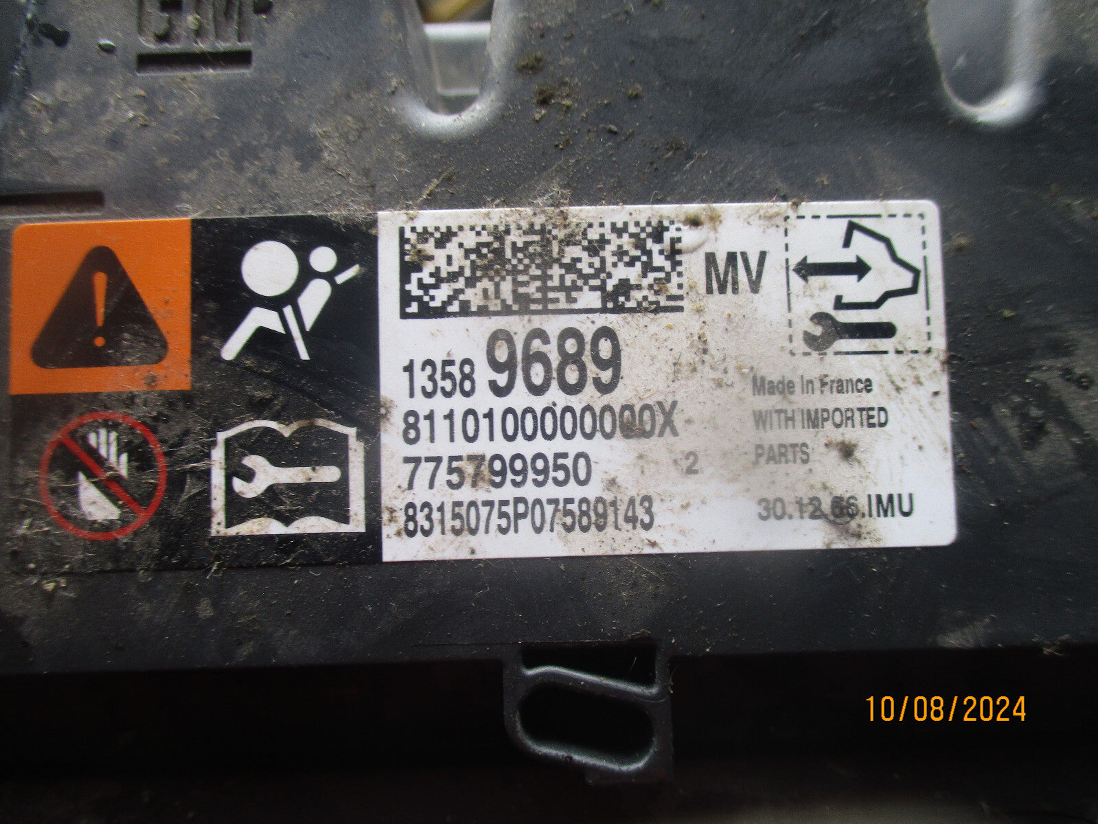 2016 VAUXHALL ZAFIRA C AIRBAG ECU CONTROL MODULE 13589689