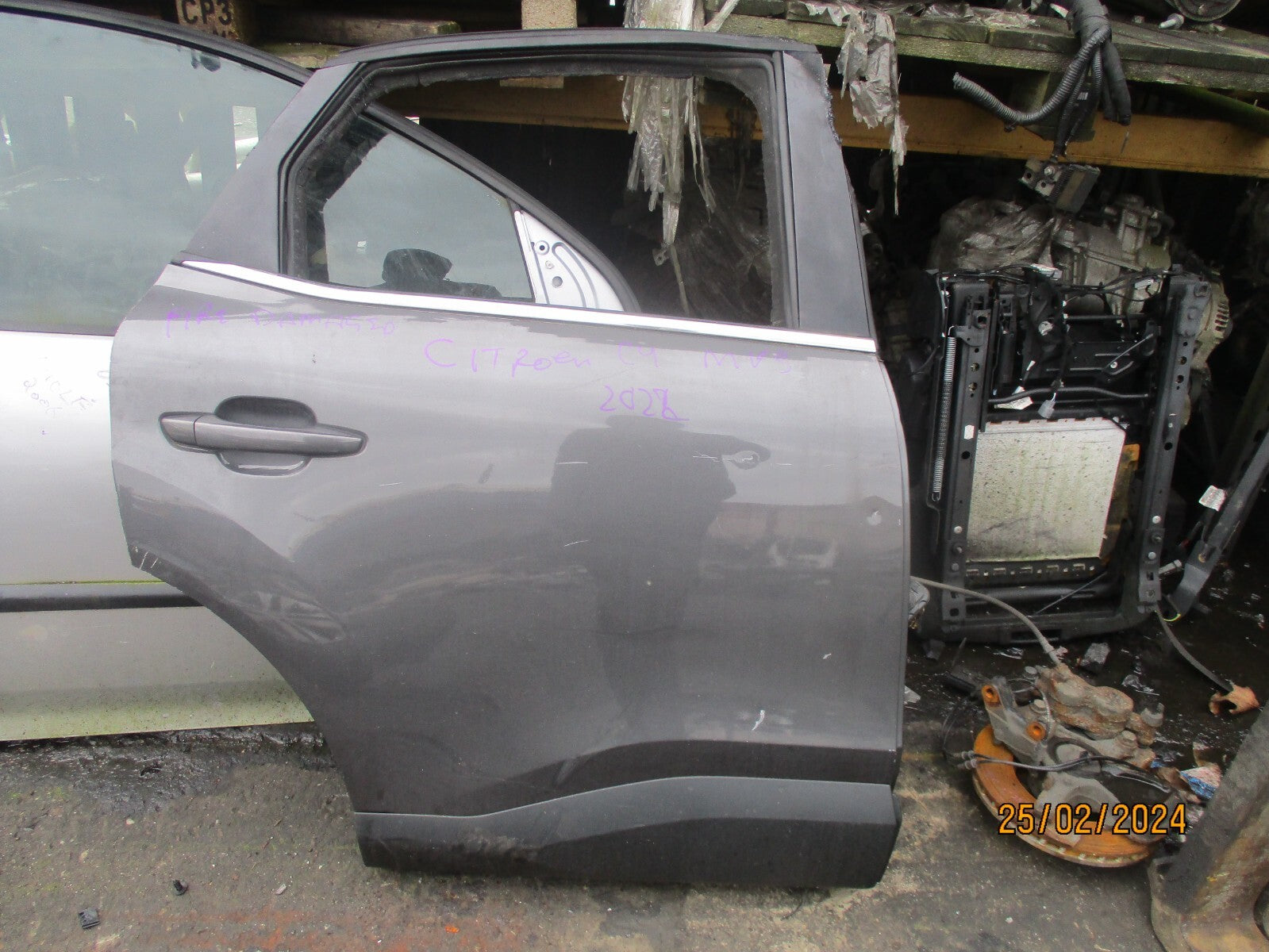 CITROEN C4 MK3 2022 OSR DRIVER SIDE REAR DOOR GREY DAMAGED